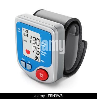 Digital blood pressure monitor isolated on white background Stock Photo