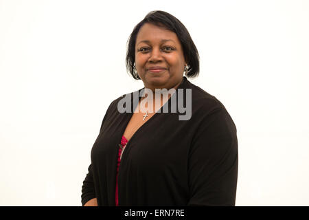 MALORIE BLACKMAN, writer of 'Young Adult' fiction , Hay Literature Festival 2015 Malorie Blackman, OBE, is a British writer who holds the position of Children's Laureate from 2013 to 2015. She primarily writes literature and television drama for children and young adults Stock Photo