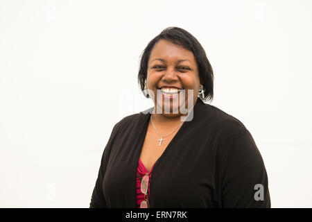 MALORIE BLACKMAN, writer of 'Young Adult' fiction , Hay Literature Festival 2015 Malorie Blackman, OBE, is a British writer who holds the position of Children's Laureate from 2013 to 2015. She primarily writes literature and television drama for children and young adults Stock Photo