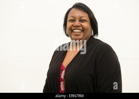 MALORIE BLACKMAN, writer of 'Young Adult' fiction , Hay Literature Festival 2015 Malorie Blackman, OBE, is a British writer who holds the position of Children's Laureate from 2013 to 2015. She primarily writes literature and television drama for children and young adults Stock Photo