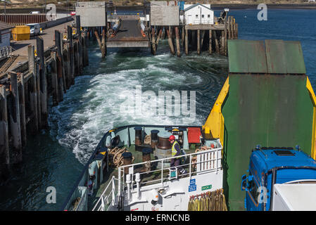 Ferry leaving port on Skye Stock Photo
