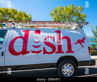 A Dish Network Installers truck in California Stock Photo