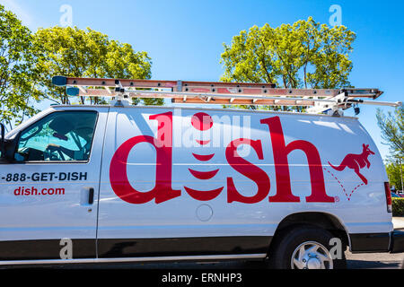 A Dish Network Installers truck in California Stock Photo