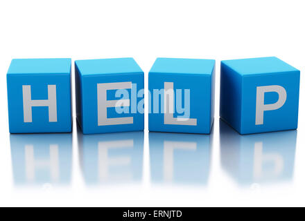 3d rendering image of help cubes. Isolated white background Stock Photo ...