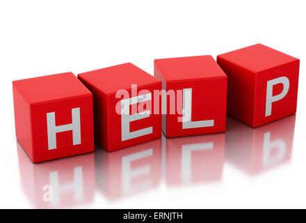 3d rendering image of help cubes. Isolated white background Stock Photo ...
