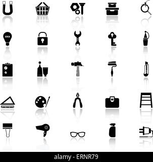 DIY icons with reflect on white background, stock vector Stock Vector