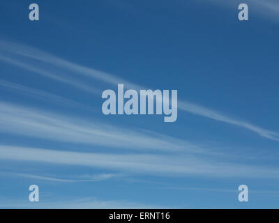 Cirrus clouds in a blue sky over Llyn Peninsula Gwynedd Stock Photo