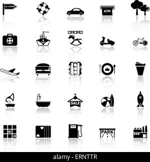 Map place icons with reflect on white background, stock vector Stock Vector