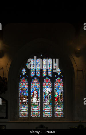 Stained glass window depicting 'The Lord's my Shepherd' Stock Photo