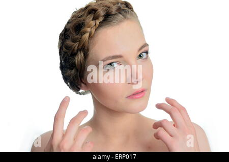 Female model from Poland. Young girl putting black underwear, black bra and  white shoes Stock Photo - Alamy