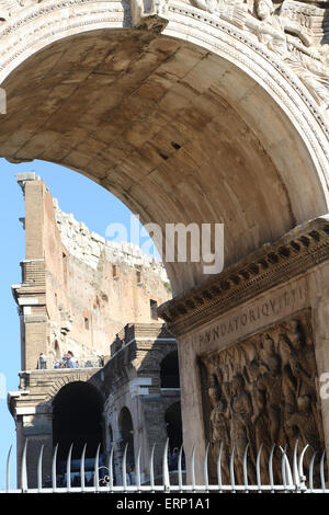 Italy. Rome. Arch of Constantine. 312 AD. Triumphal arch. Erected to celebrate Constantine's victory over Maxentus. South face. Stock Photo