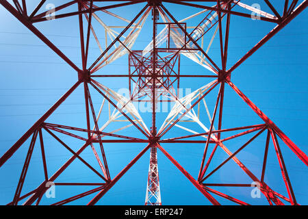 high voltage post.High-voltage tower sky background. Stock Photo