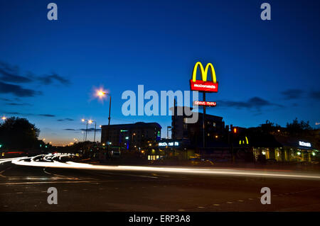 A McDonalds drive in sign in Wandsworth South London Stock Photo