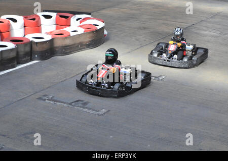 GO KART RACING AT STREATHAM IN LONDON Stock Photo