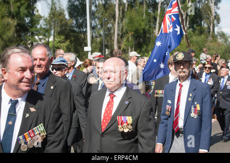 retired military personnel marching in the ANZAC day parade in north Sydney,australia Stock Photo