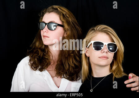 Two teenage girls in the studio Stock Photo