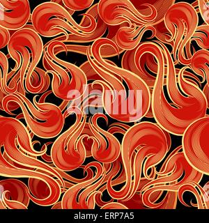 Seamless colorful flame Pattern. No gradients used. Stock Vector