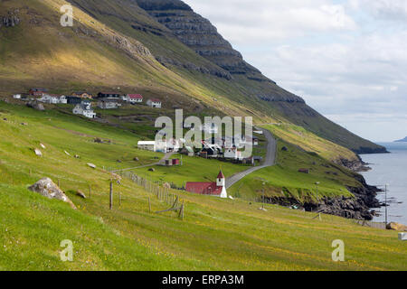 Faroe Islands, remote village of Kunoy Stock Photo