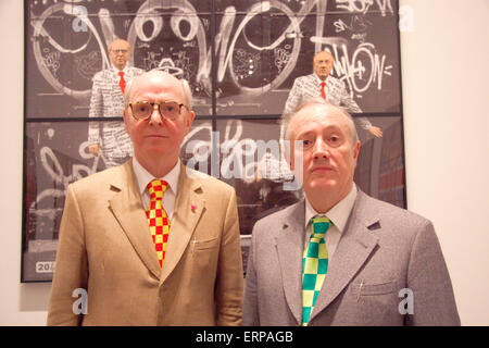 JUNE 12, 2009 - BERLIN: the artist duo 'Gilbert and George' (Gilbert Proesch, George Passmore) at a press conference to their up Stock Photo