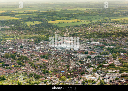aerial photo view of Bury St Edmunds town centre Stock Photo