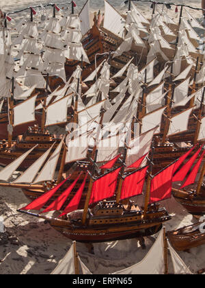 Model ships for sale to tourists on the beach in Boracay, Philippines Stock Photo