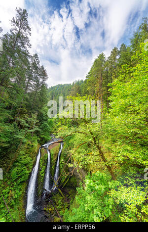 Triple Falls in the Columbia River Gorge in Oregon Stock Photo