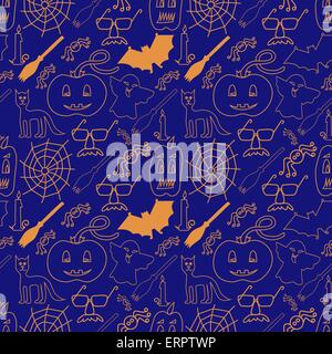 Dark halloween seamless pattern - Vector Illustration Stock Vector