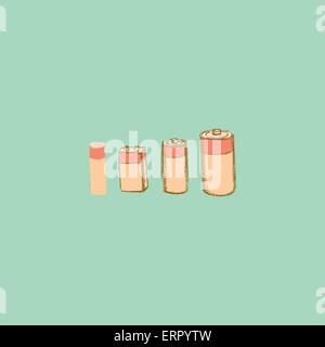 Sketch batteries in vintage style, vector seamless pattern Stock Vector