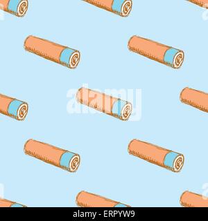Sketch batteries in vintage style, vector seamless pattern Stock Vector
