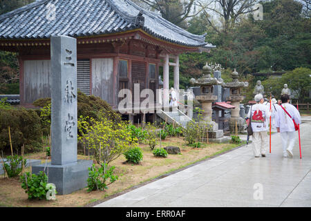 Pilgrims at Yashima-ji, Takamatsu, Shikoku, Japan Stock Photo