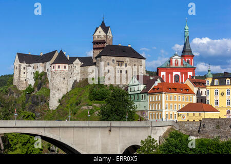 Loket Castle, Czech Town and Bridge Czech Republic, Europe Stock Photo
