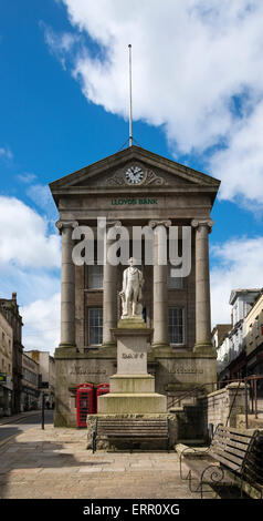 Statue of Sir Humphrey Davy in front of the Market House in Penzance, Cornwall Stock Photo