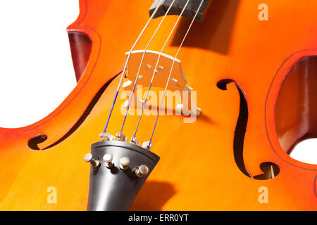 Close-up of cello body with bridge and F-holes Stock Photo