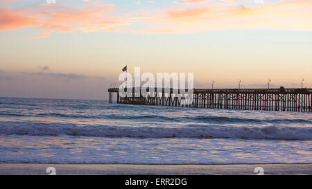 Ventura Pier in California at sunset Stock Photo