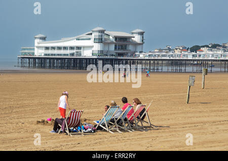 Pier, Weston-Super-Mare, Beach; seafront;  Somerset, England UK Stock Photo