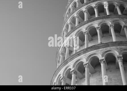 Leaning Tower of Pisa (Black and White), Detail, Pisa, Italy Stock Photo