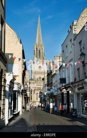 Green Street and St Michael's church, Bath city, Somerset, UK; England; Stock Photo