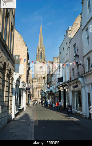 Green Street and St Michael's church, Bath city, Somerset, UK; England; Stock Photo