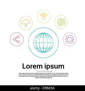 Internet World Connection Earth Logo Technologies Web Communication Thin Stock Vector