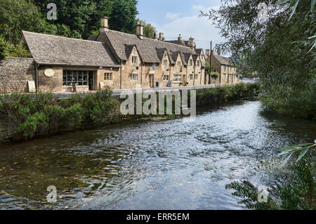 River Coln, Bibury, Cotswolds,  Gloucestershire,  England UK Stock Photo