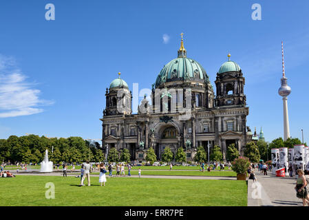 Germany, Berlin, Mitte district, Museum island, listed as UNESCO world heritage, Berliner Dom cathedral and TV tower. Stock Photo