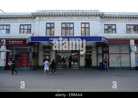 The entrance to Farringdon Underground Station, London, England, UK Stock Photo