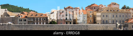 The old wall city of Dubrovnik in croatia on the Ariatic coastline, landscape graphical view from the harbor Stock Photo