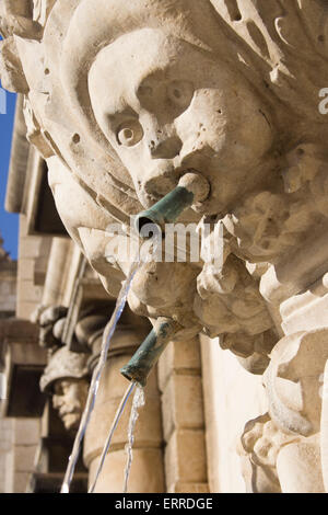 Detail from the 15-century fountain in Dubrovnik old city, designed by Onofrio della Cava in the gothic renaissance style Stock Photo