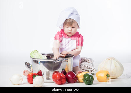 Chef girl preparing healthy food Stock Photo