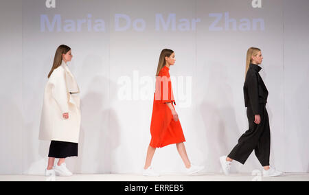 01/06/2015. London, UK. Collection by Maria Do Mar Zhan. Fashion show of the University of Brighton at Graduate Fashion Week 2015. Graduate Fashion Week takes place from 30 May to 2 June 2015 at the Old Truman Brewery, Brick Lane. Stock Photo
