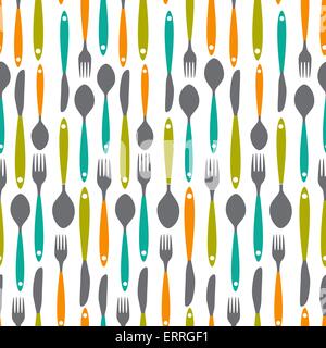 Seamless Pattern with Forks, Spoons end Knifes. Vector Illustrat Stock Vector