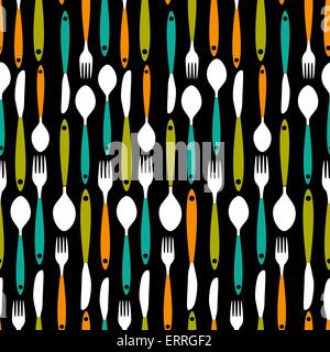 Seamless Pattern with Forks, Spoons end Knifes. Vector Illustrat Stock Vector