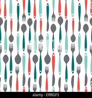 Seamless Pattern with Forks, Spoons end Knifes. Vector Illustrat Stock Vector
