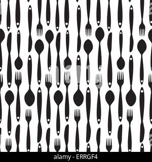 Seamless Pattern with Forks, Spoons end Knifes. Vector Illustrat Stock Vector